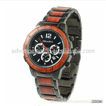 stanless steel and wooden watch chronograph wood watch
